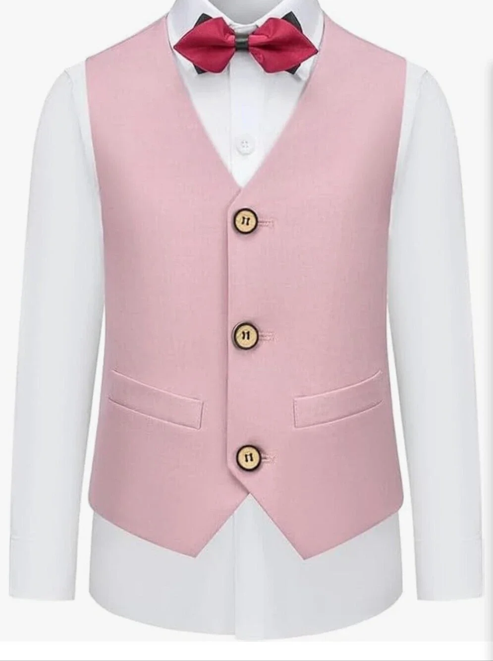 Boys Light Pink Four-Piece Tailored Suit with Vest And Bow Tie NWT